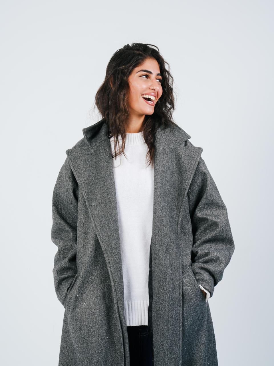 OVERSIZED COAT - BLING GREY