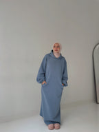 HOODIE DRESS - TEAL Blue
