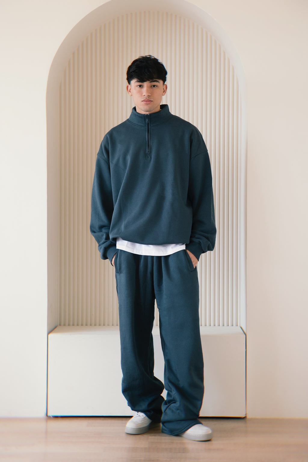 Half Zip-up Collar Set