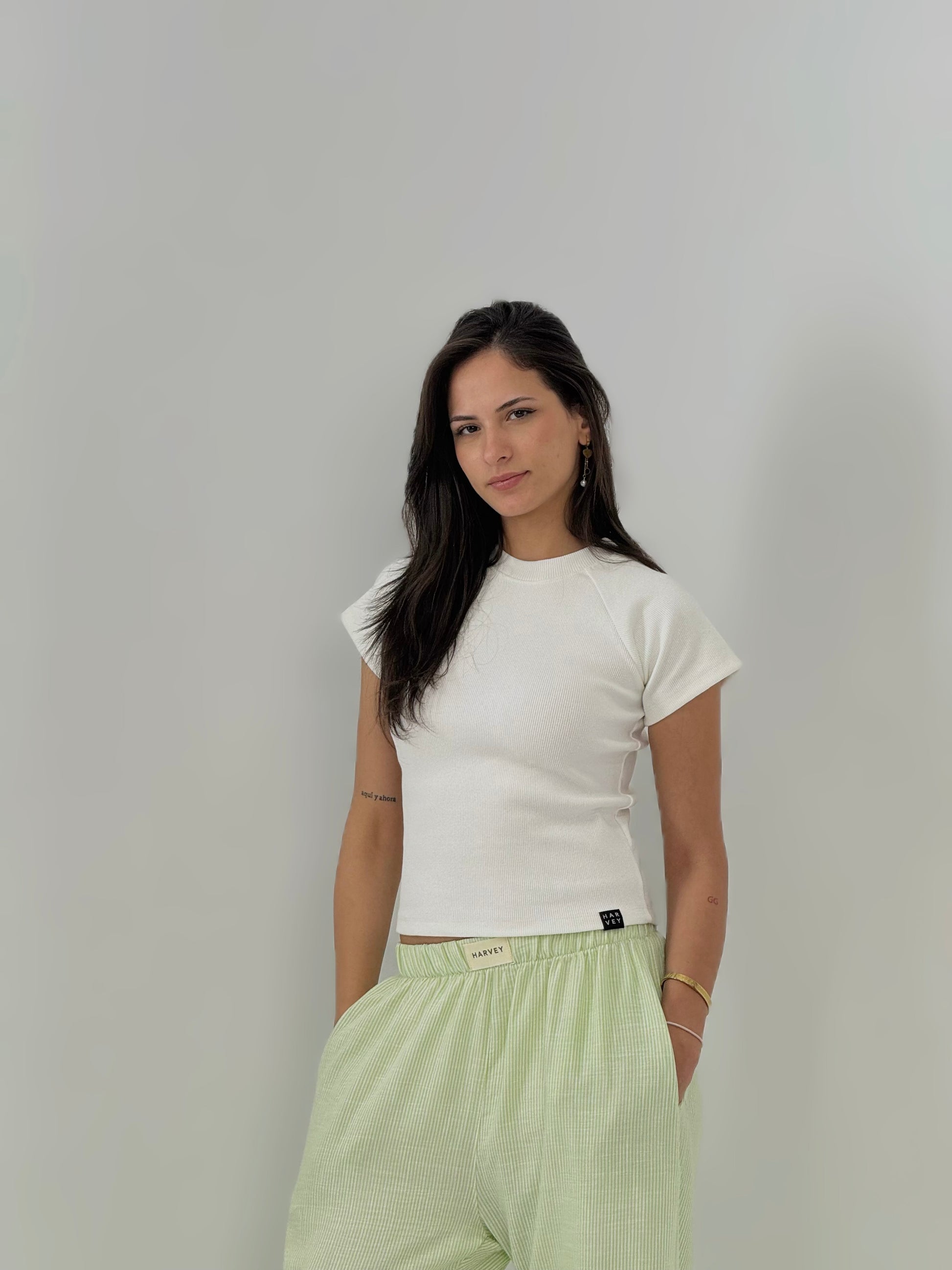 STRIPPED LINEN - LIGHT GREEN