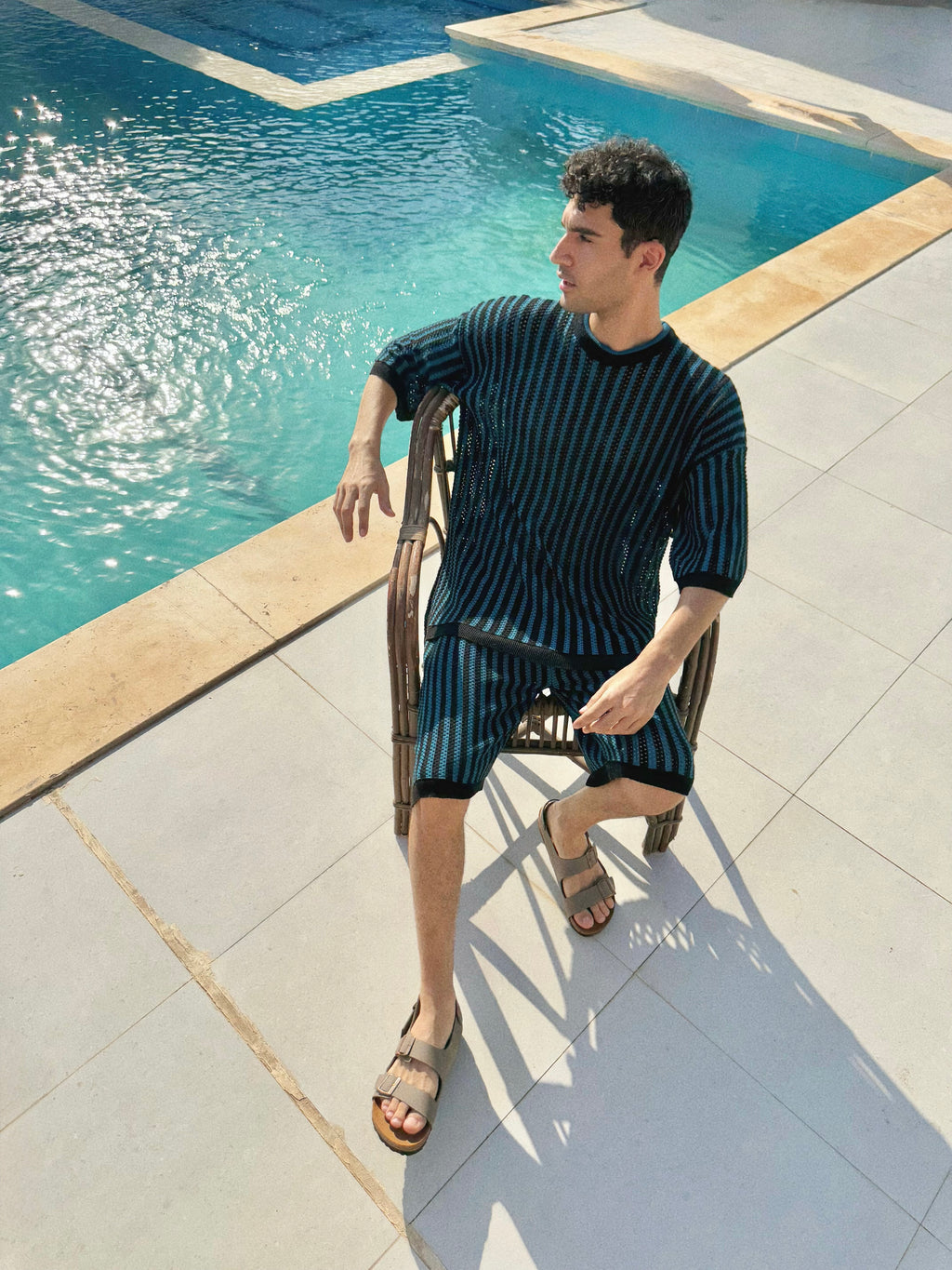 KNIT STRIPPED SET - BLACK X PETROLEUM