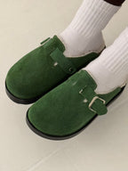 HIGH FUR CLOGS ( OLIVE GREEN )