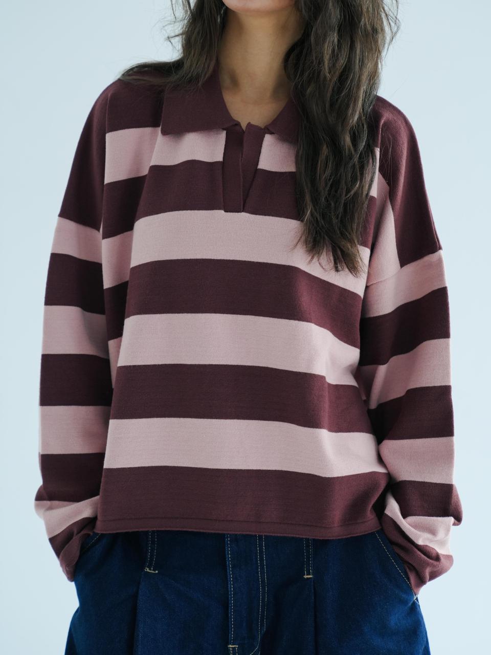 SOFT STRIPE PULLOVER - PULM BROWN