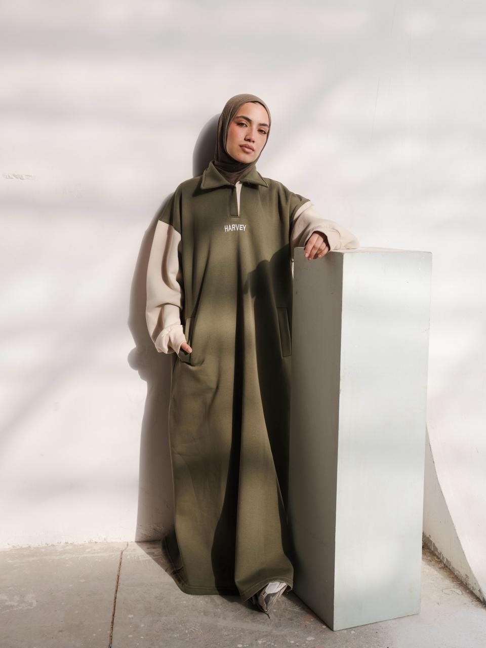 DAILY HOODIE DRESS - OLIVE