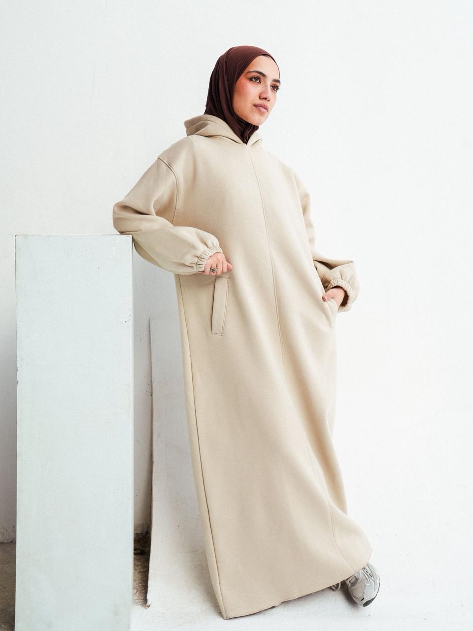 HOODIE DRESS - Beige