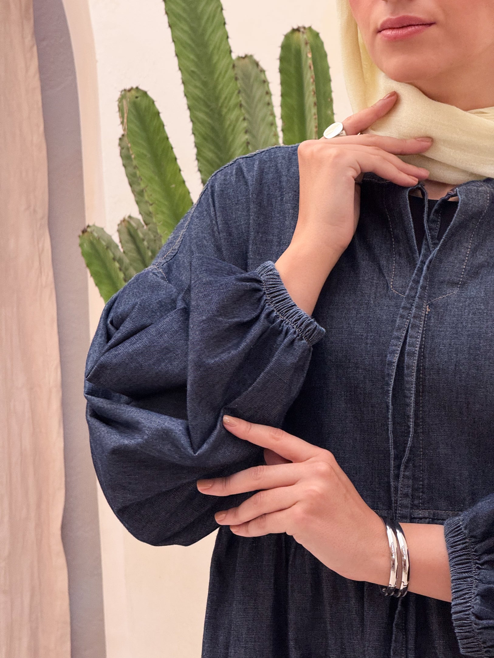 FLOWY DENIM DRESS - WASHED INDIGO
