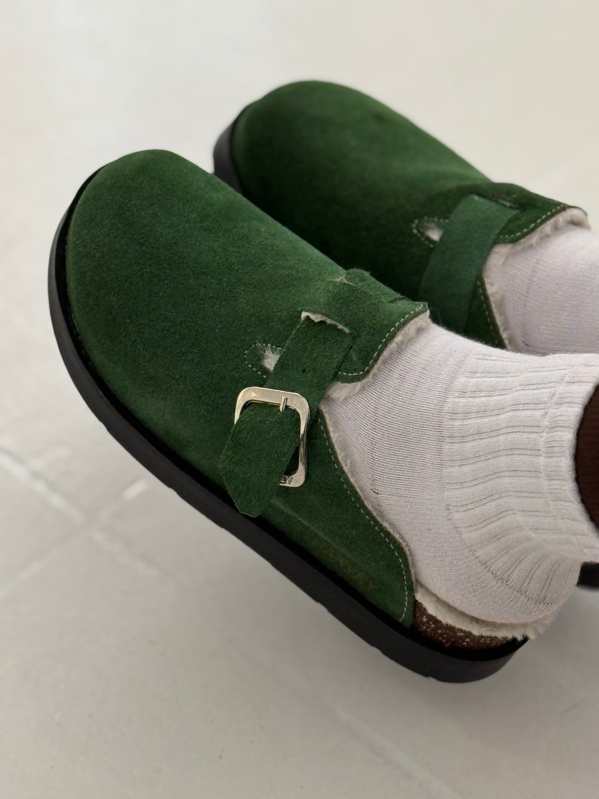 HIGH FUR CLOGS ( OLIVE GREEN )