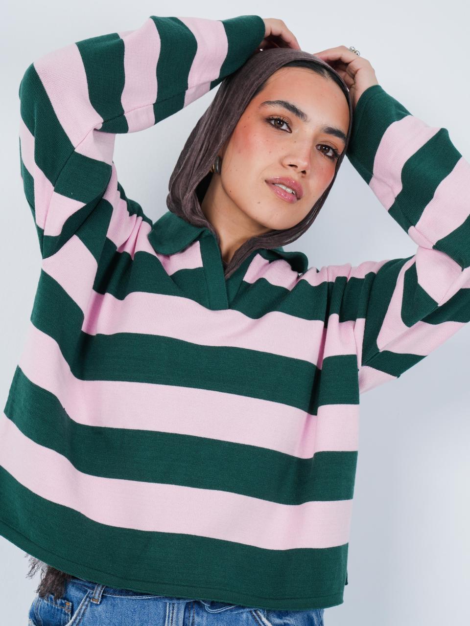 SOFT STRIPE PULLOVER - FORESTRY