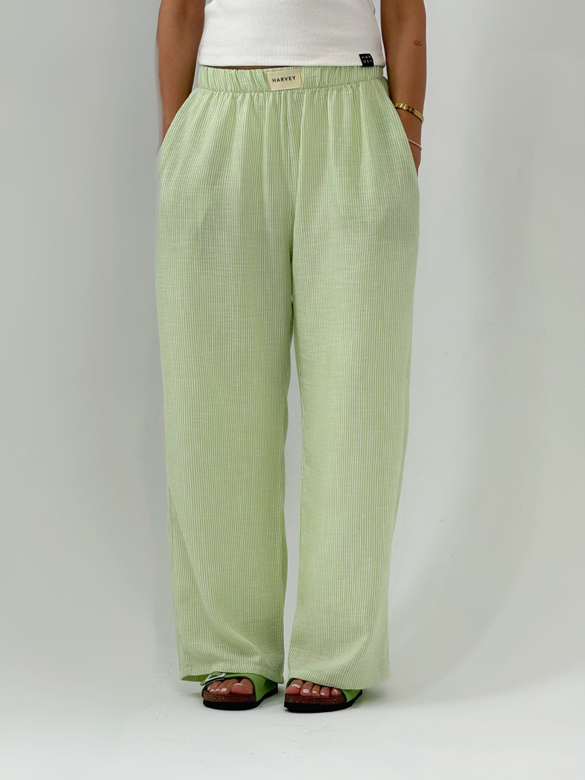 STRIPPED LINEN - LIGHT GREEN