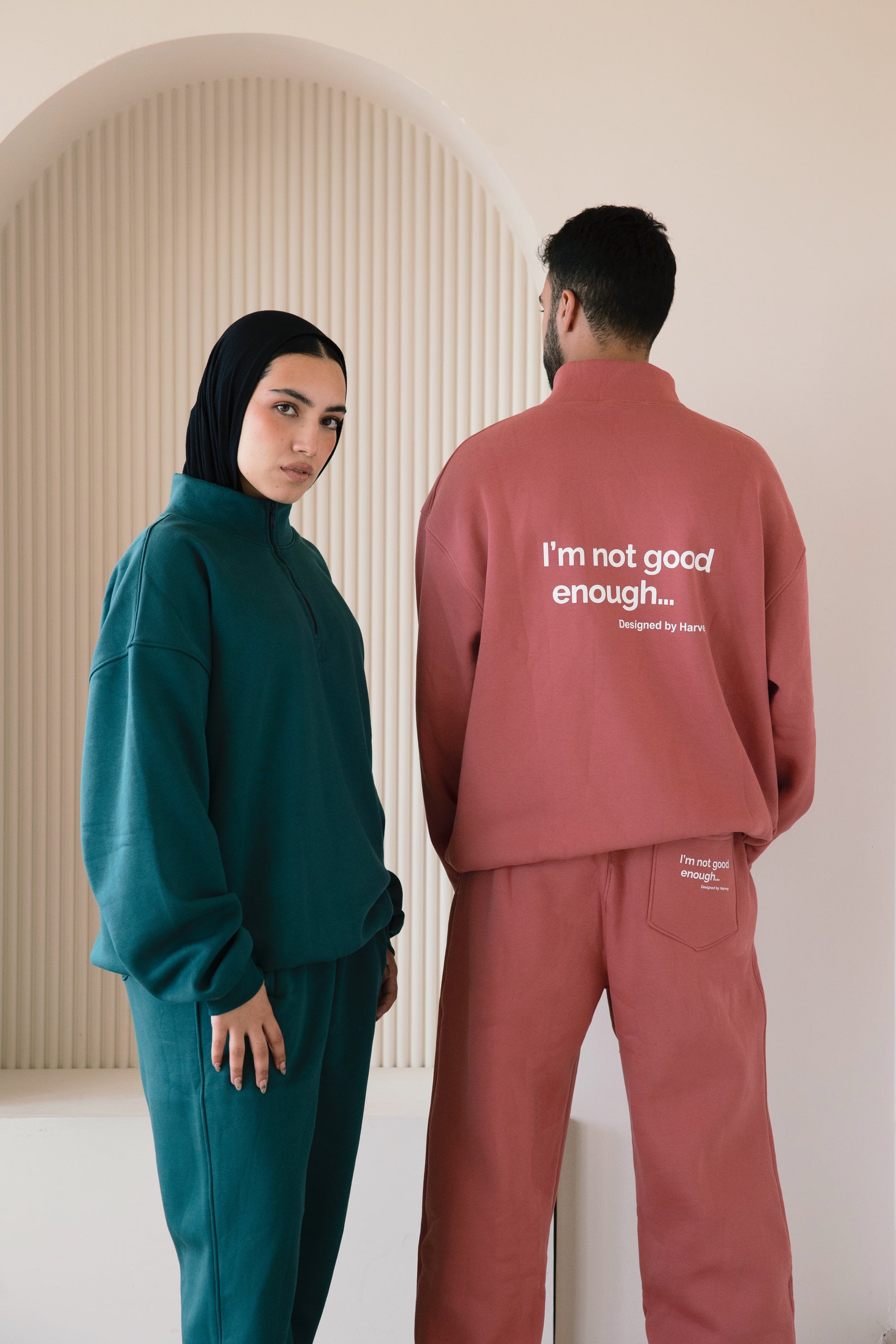 Half Zip-up Collar Set