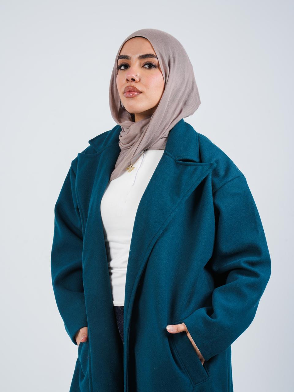 OVERSIZED COAT -PETROL BLUE