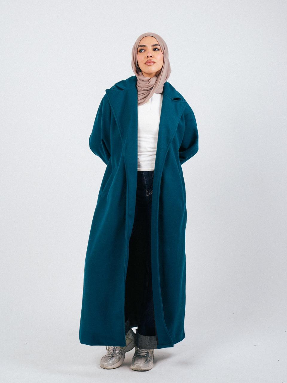 OVERSIZED COAT -PETROL BLUE