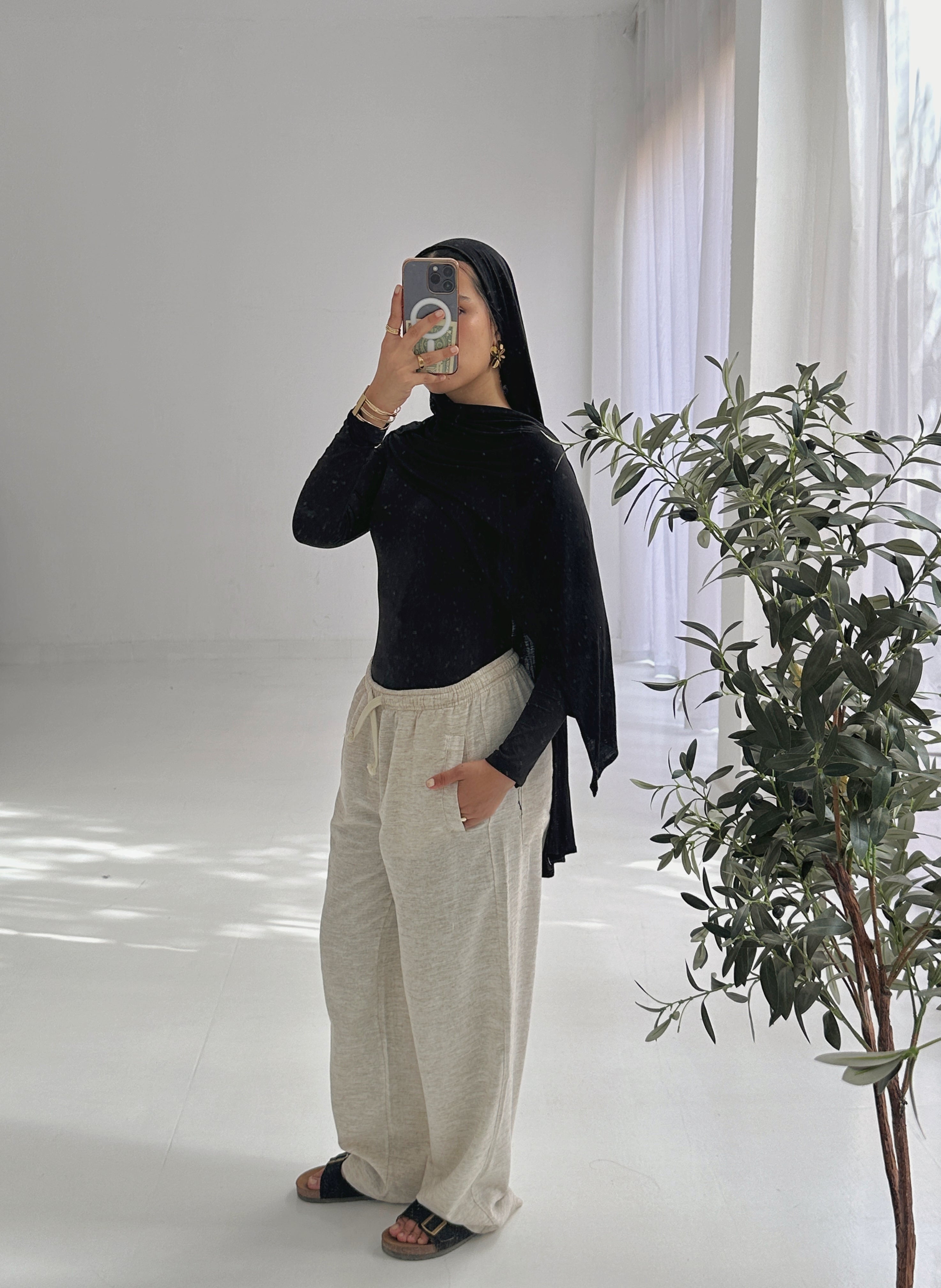 Wide leg linen pants