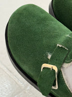 HIGH FUR CLOGS ( OLIVE GREEN )
