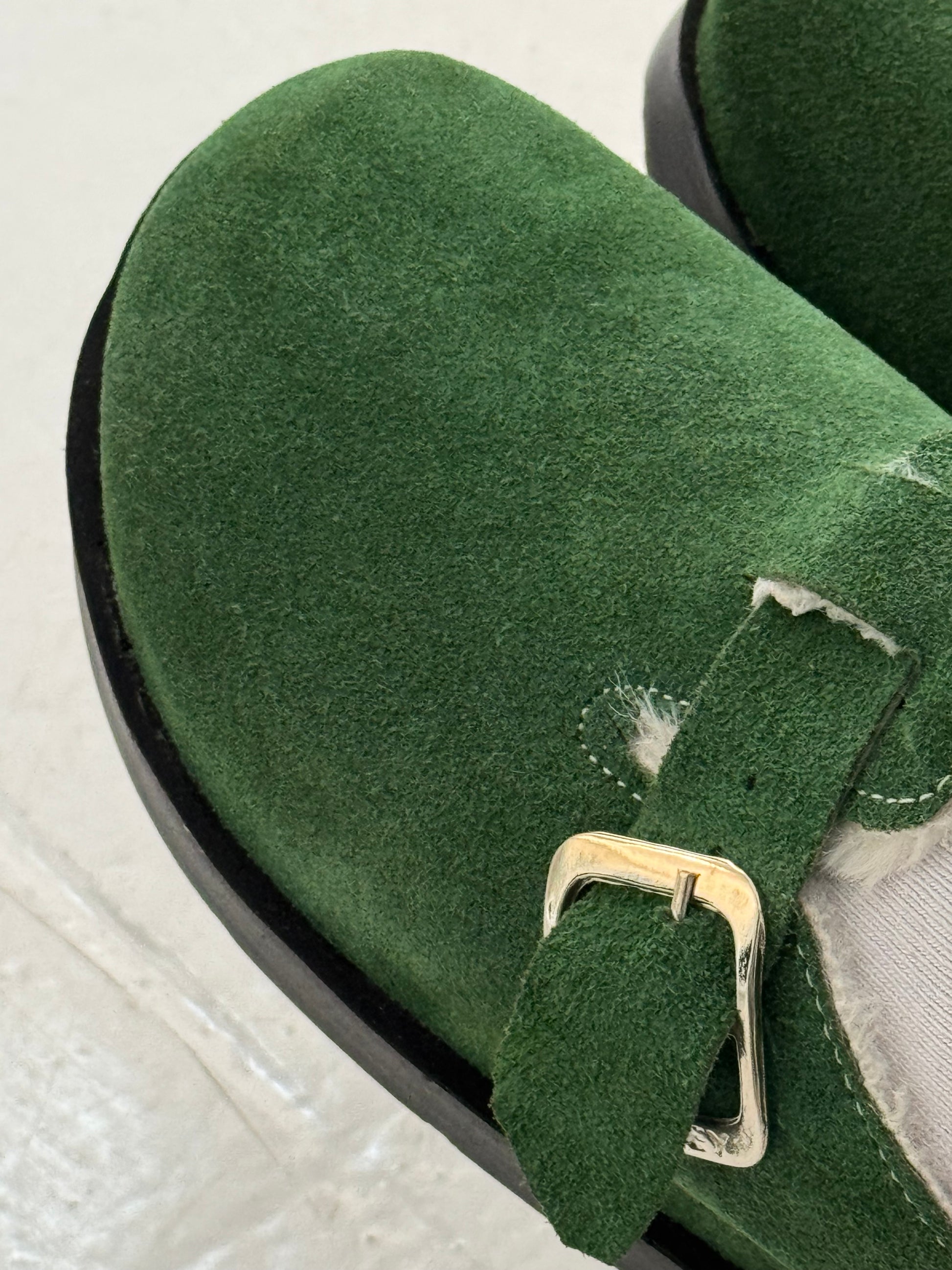 HIGH FUR CLOGS ( OLIVE GREEN )