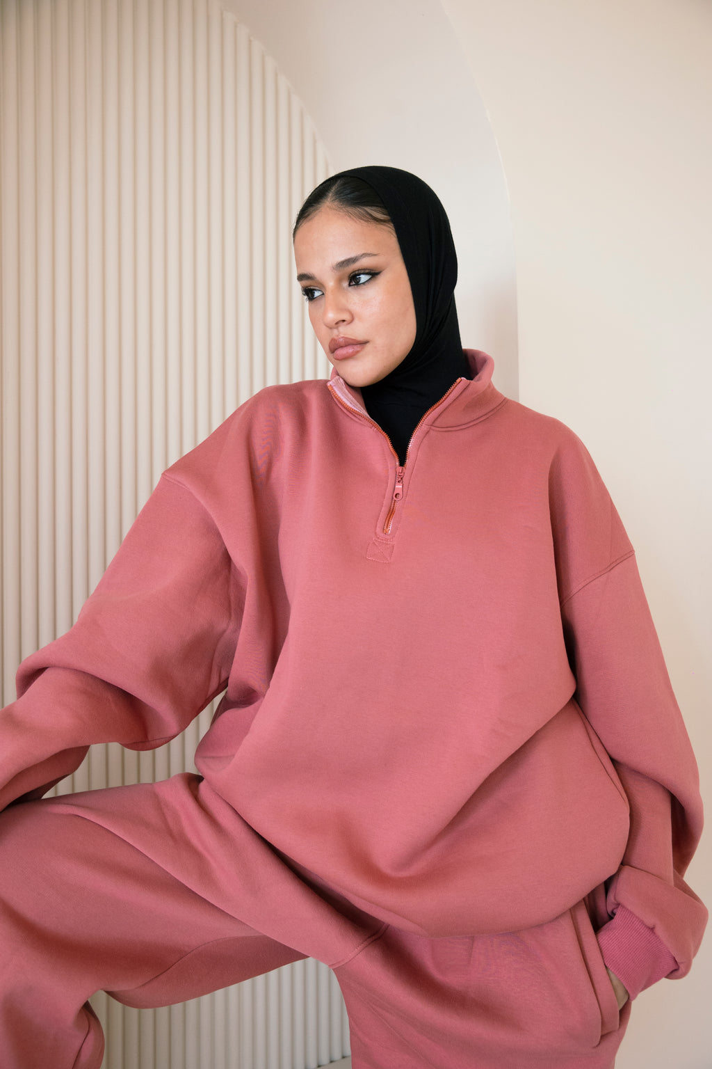 Half Zip-up Collar Set