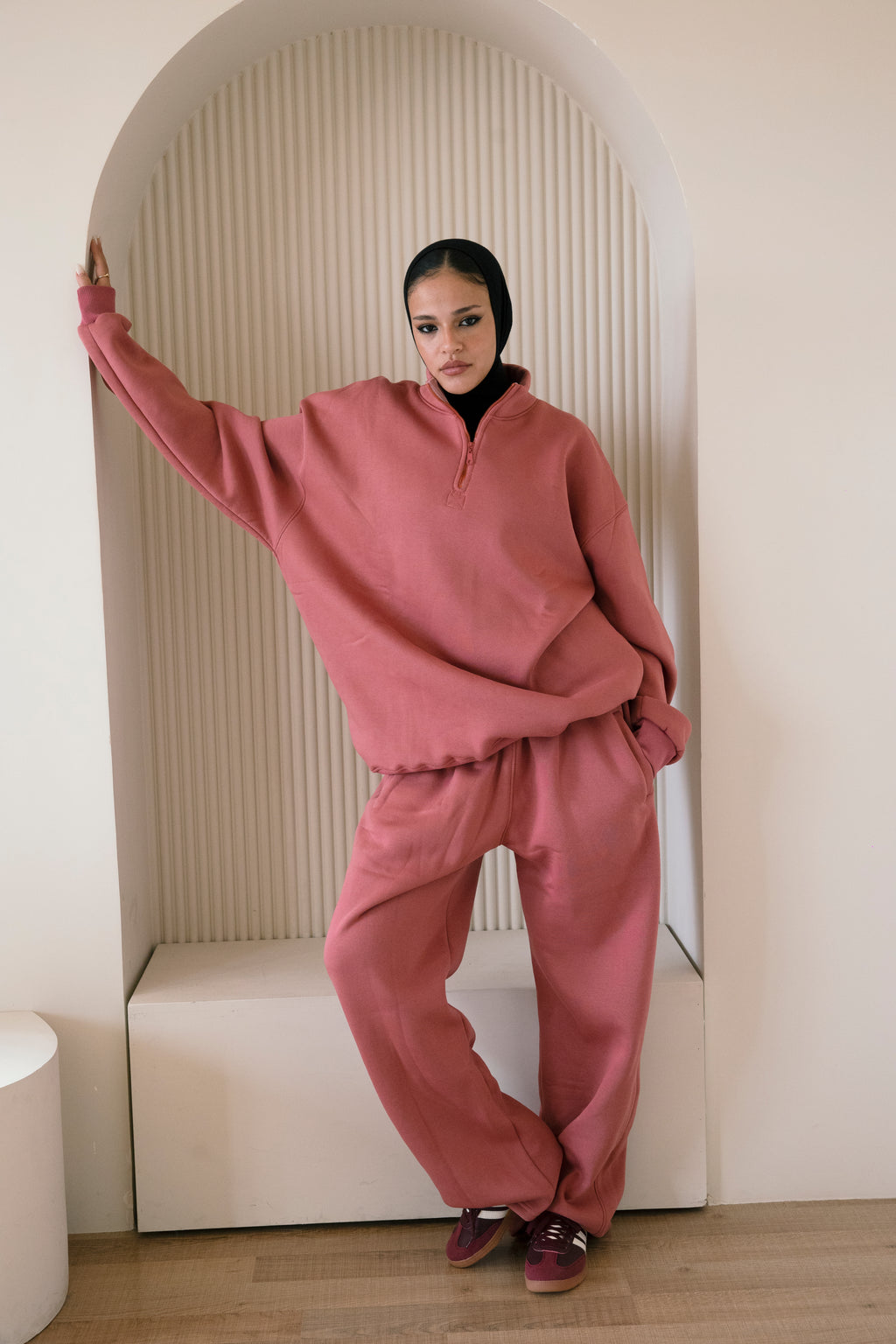 Half Zip-up Collar Set