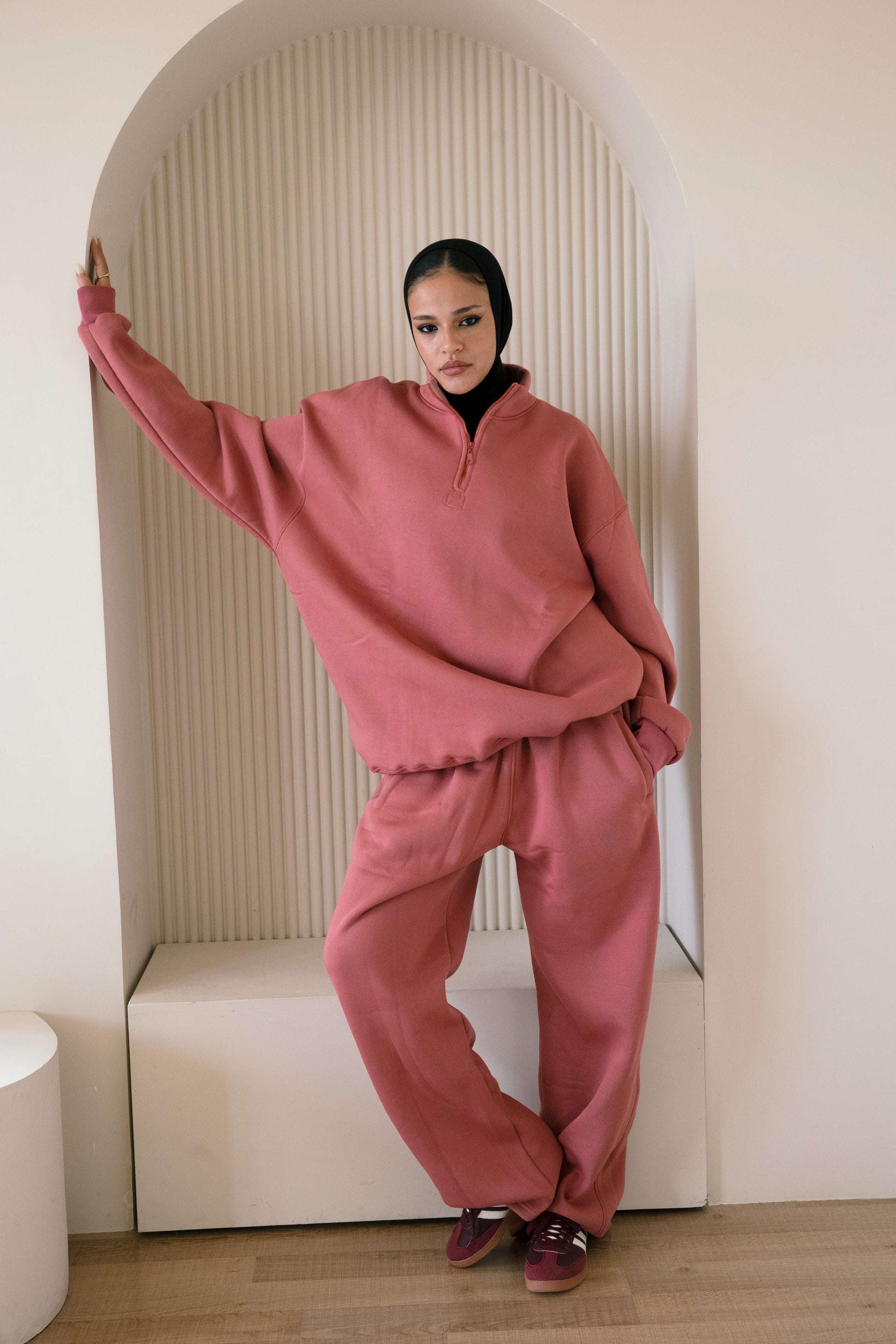 Half Zip-up Collar Set