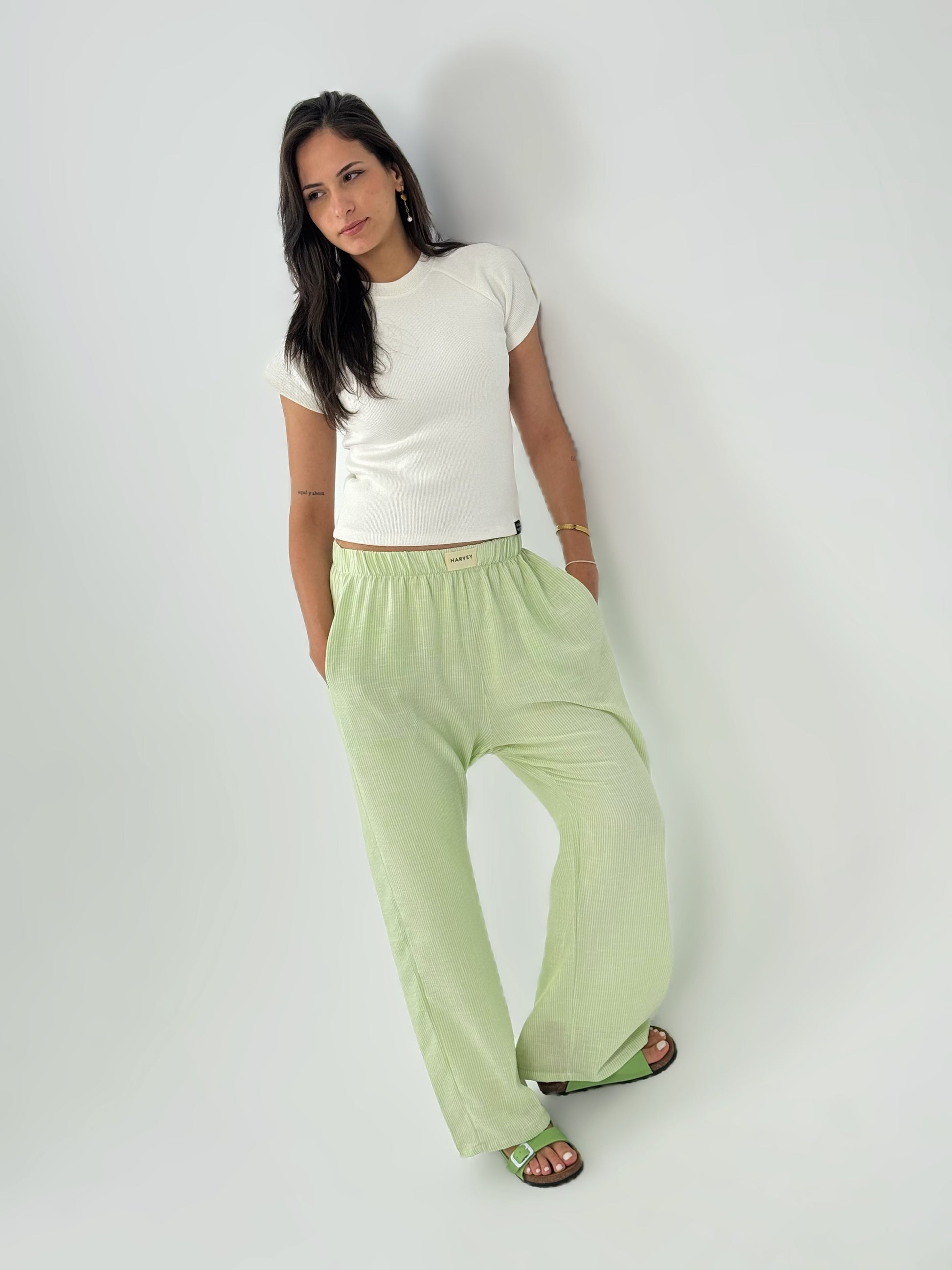 STRIPPED LINEN - LIGHT GREEN