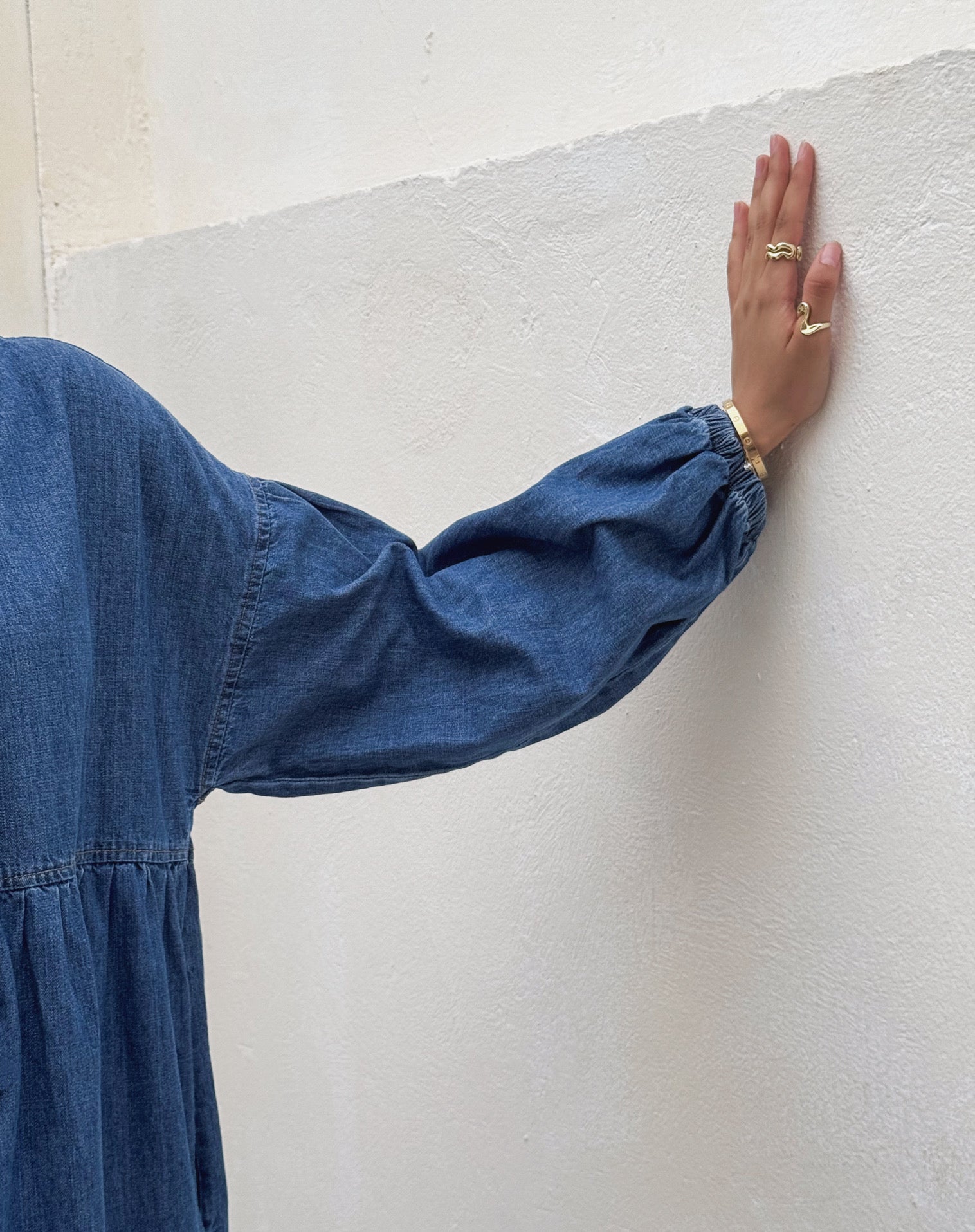 FLOWY DENIM DRESS - BLUE