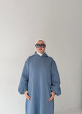 HOODIE DRESS - TEAL Blue