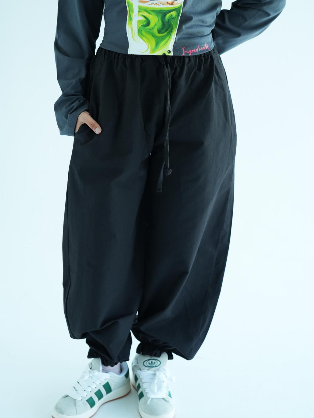 AIRY BALLON PANTS - BLACK