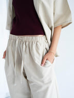 AIRY BALLON PANTS - Beige