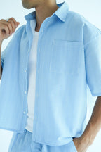 BABY BLUE BOXY STRIPED Shirt