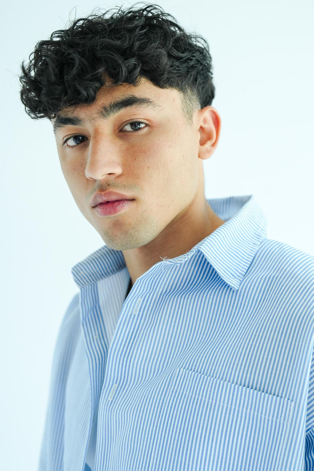 BABY BLUE BOXY STRIPED SHIRT
