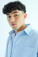 BABY BLUE BOXY STRIPED Shirt
