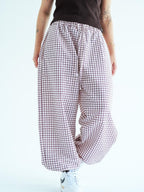 MAROON GRID BALLOON Pants
