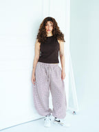 MAROON GRID BALLOON Pants