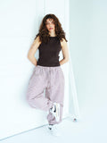 MAROON GRID BALLOON Pants
