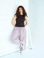 MAROON GRID BALLOON Pants