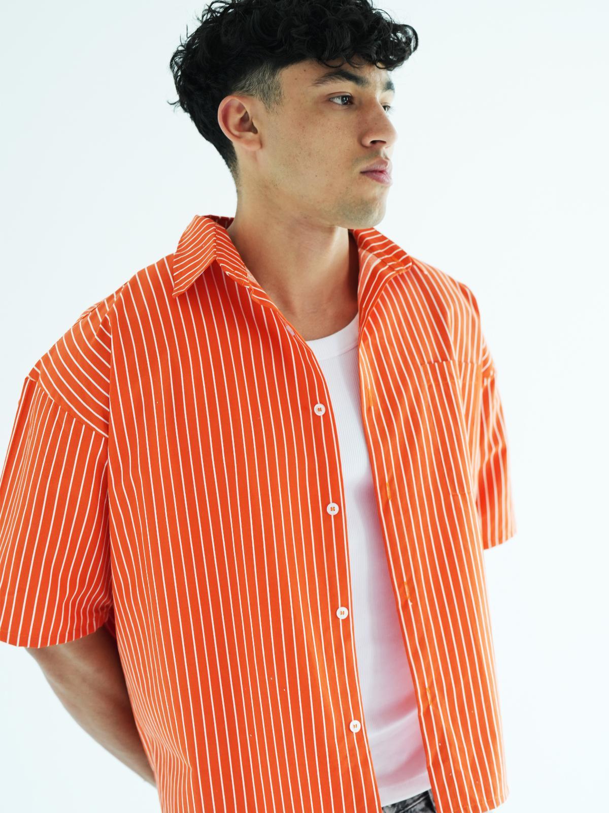ORANGE BOXY STRIPED SHIRT