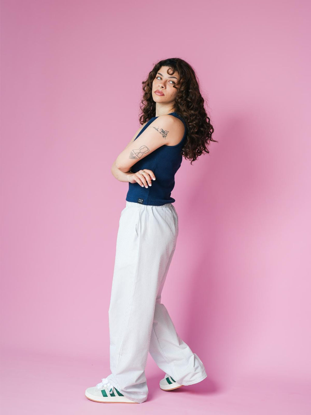 STRIPPED PANTS - GREY