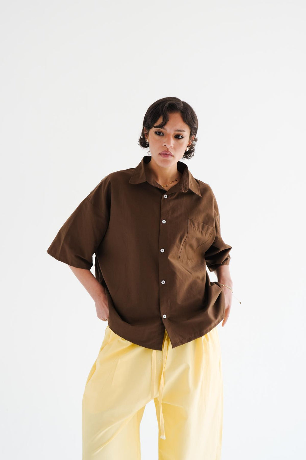 BROWN BOXY SHIRT