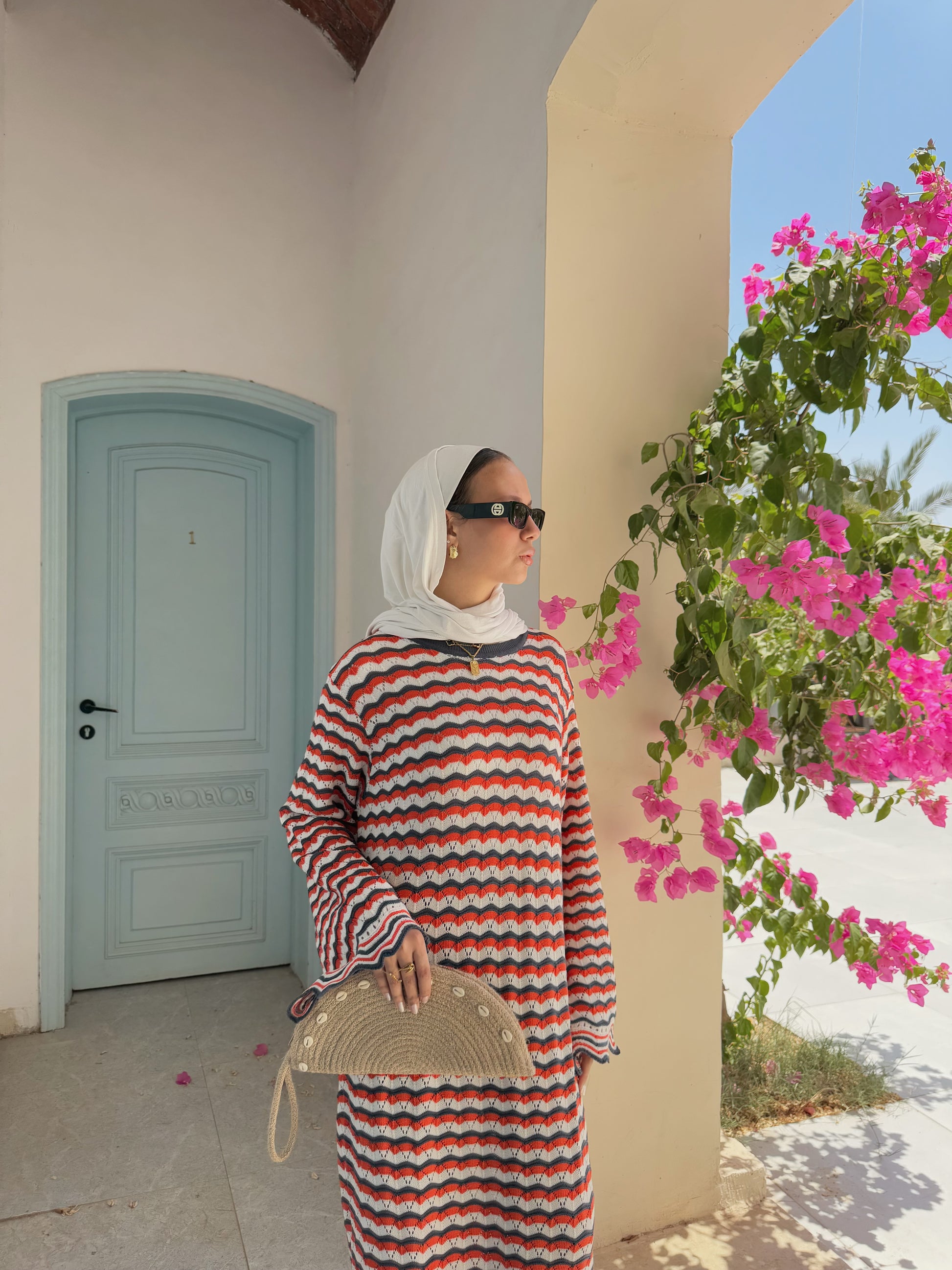 WAVES KNIT DRESS - ORANGE