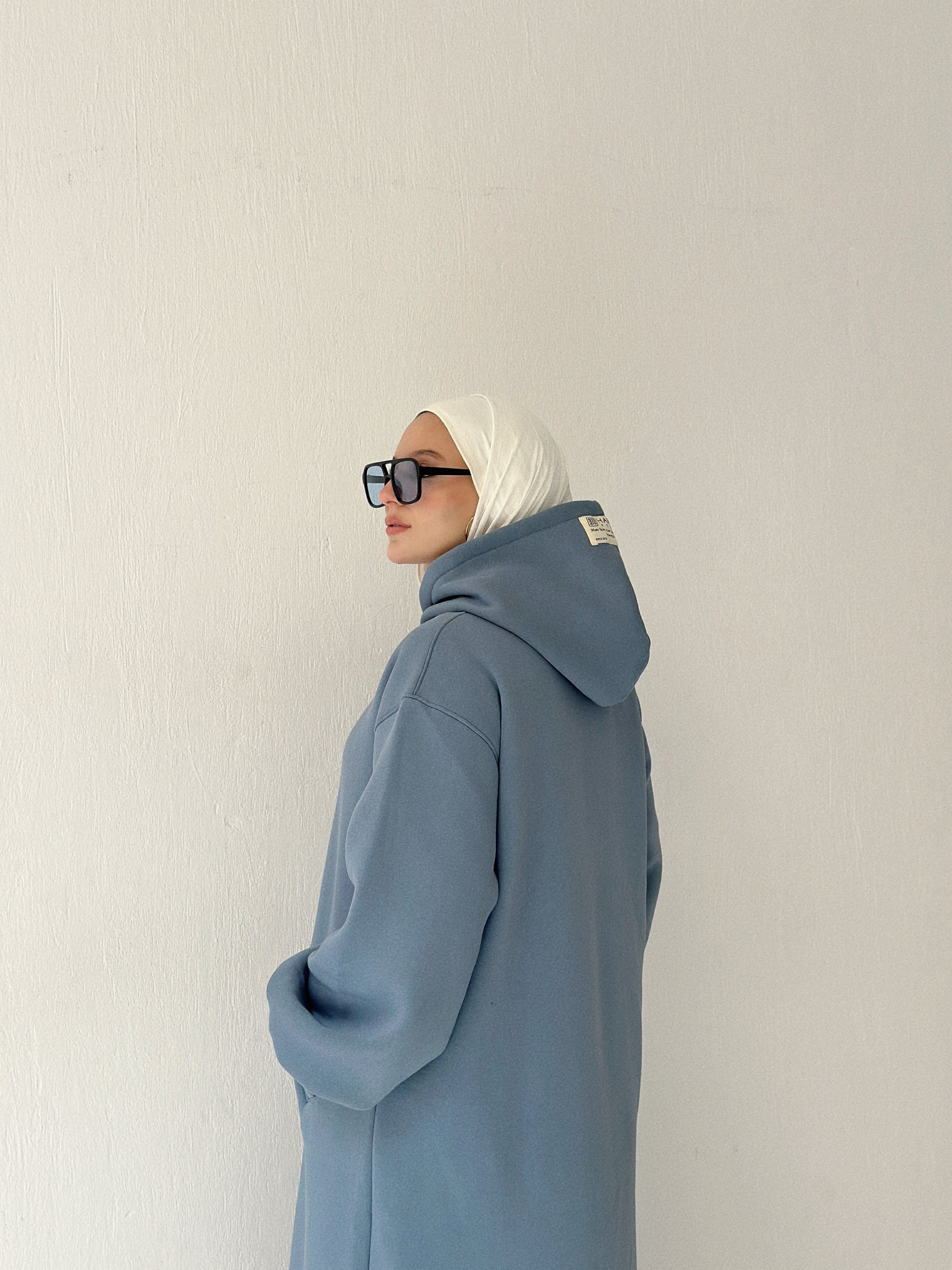 HOODIE DRESS - TEAL Blue
