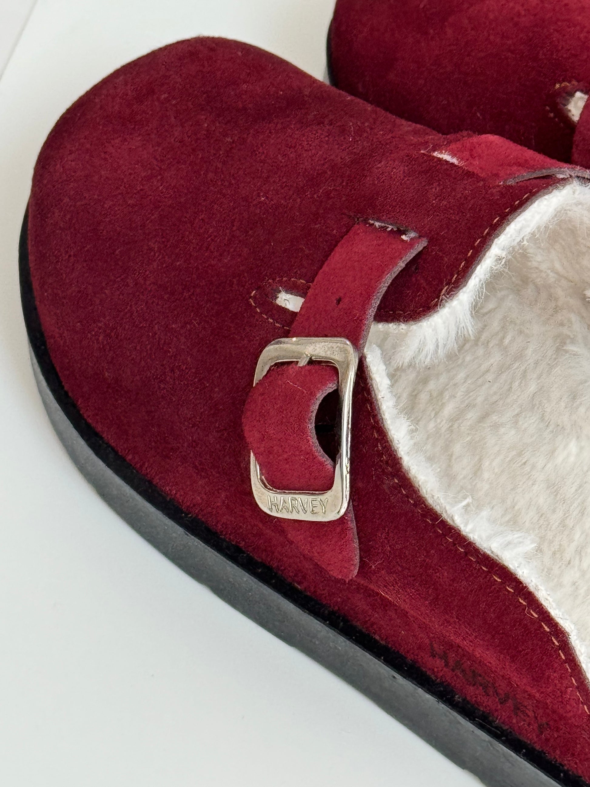 HIGH FUR CLOGS ( BURGUNDY )
