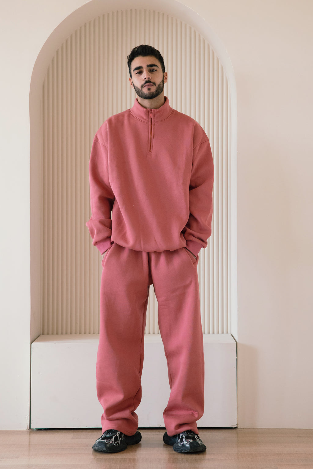 Half Zip-up Collar Set