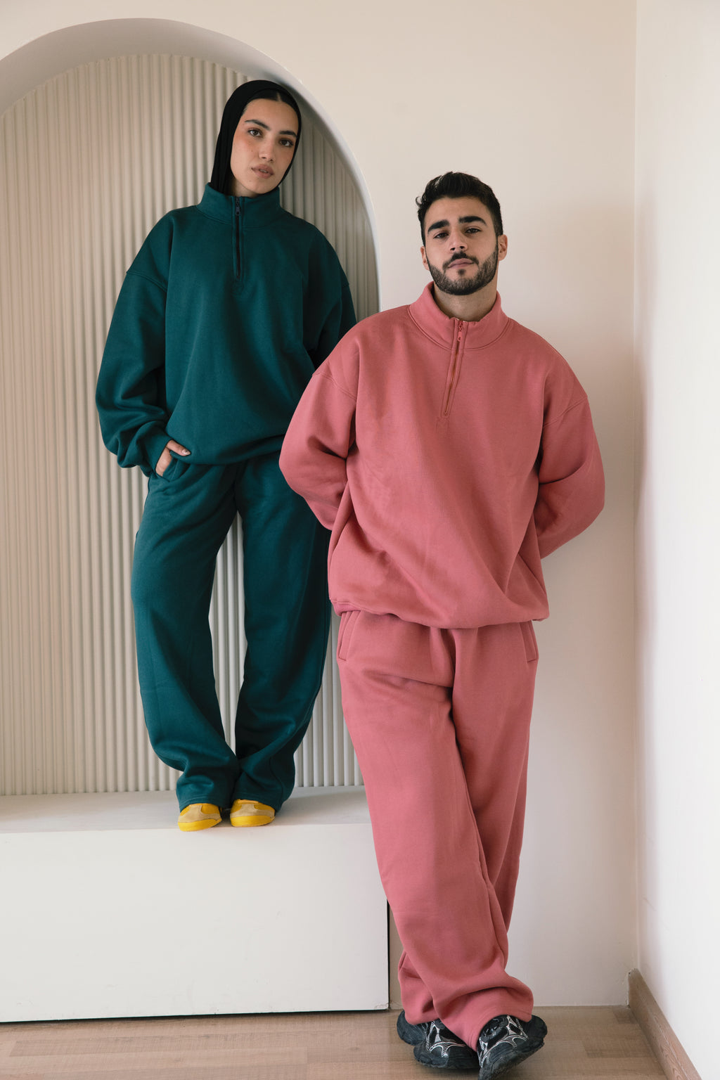 Half Zip-up Collar Set