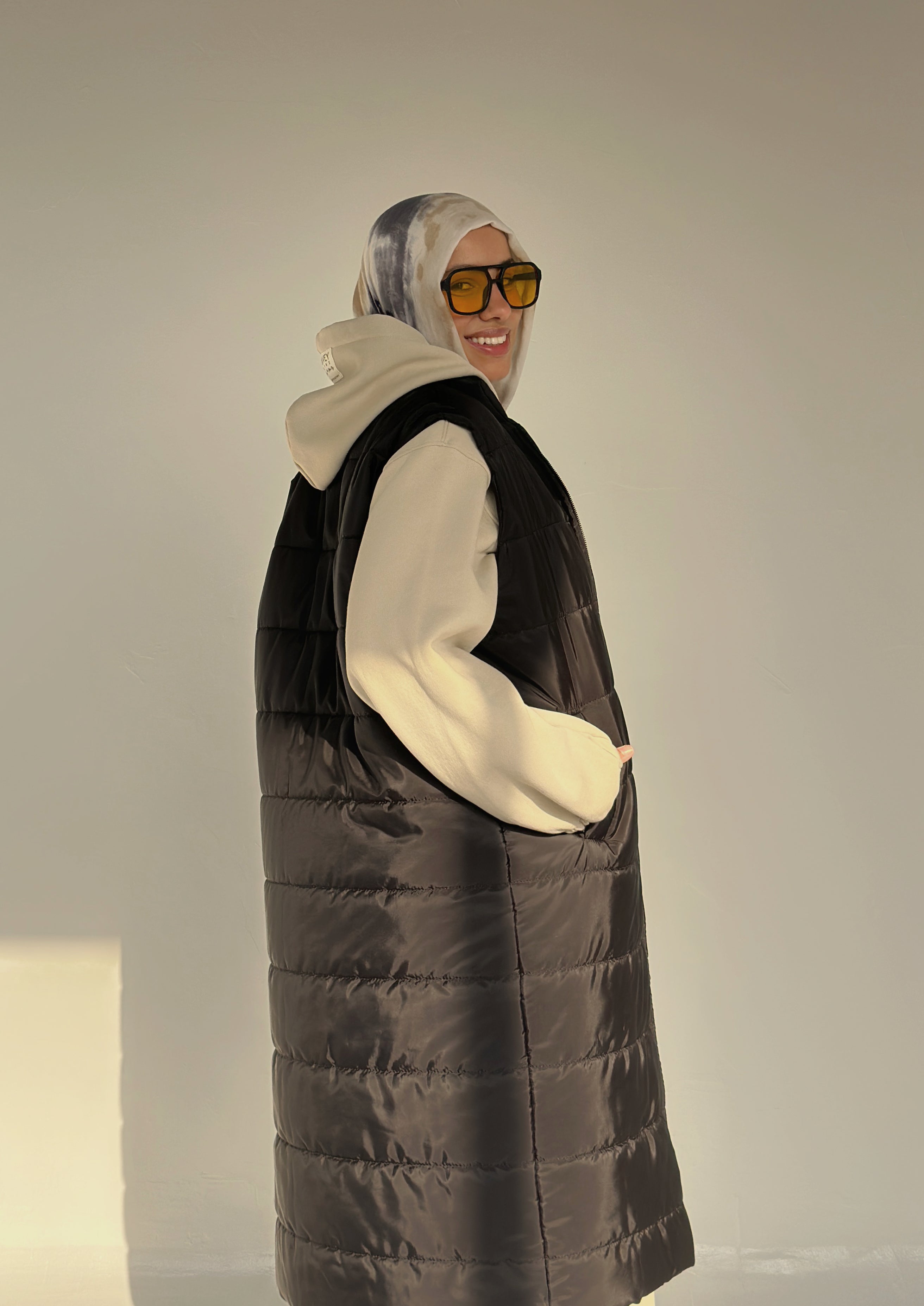 Long puffer vest