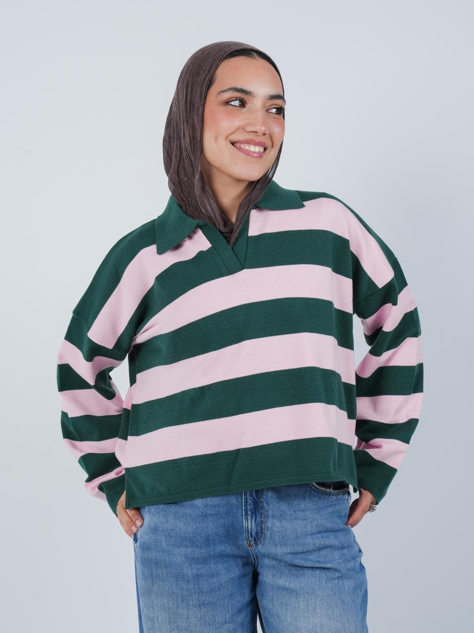 SOFT STRIPE PULLOVER - FORESTRY