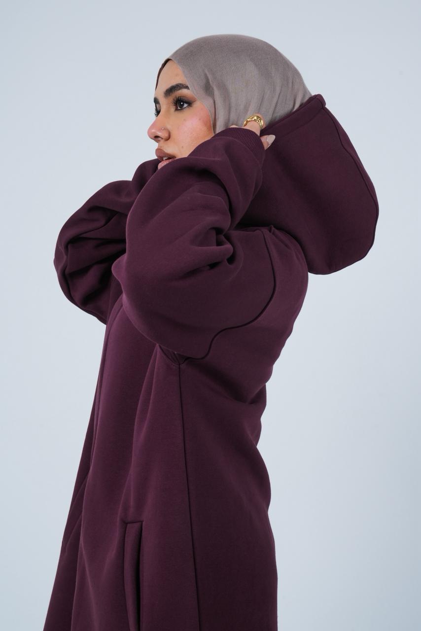 HOODIE DRESS WITH ZIPPER - MULBERRY