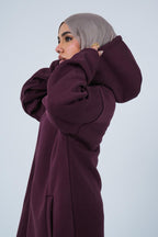HOODIE DRESS WITH ZIPPER - MULBERRY