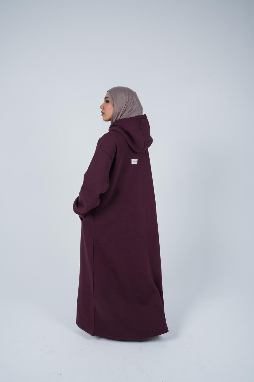 HOODIE DRESS WITH ZIPPER - MULBERRY