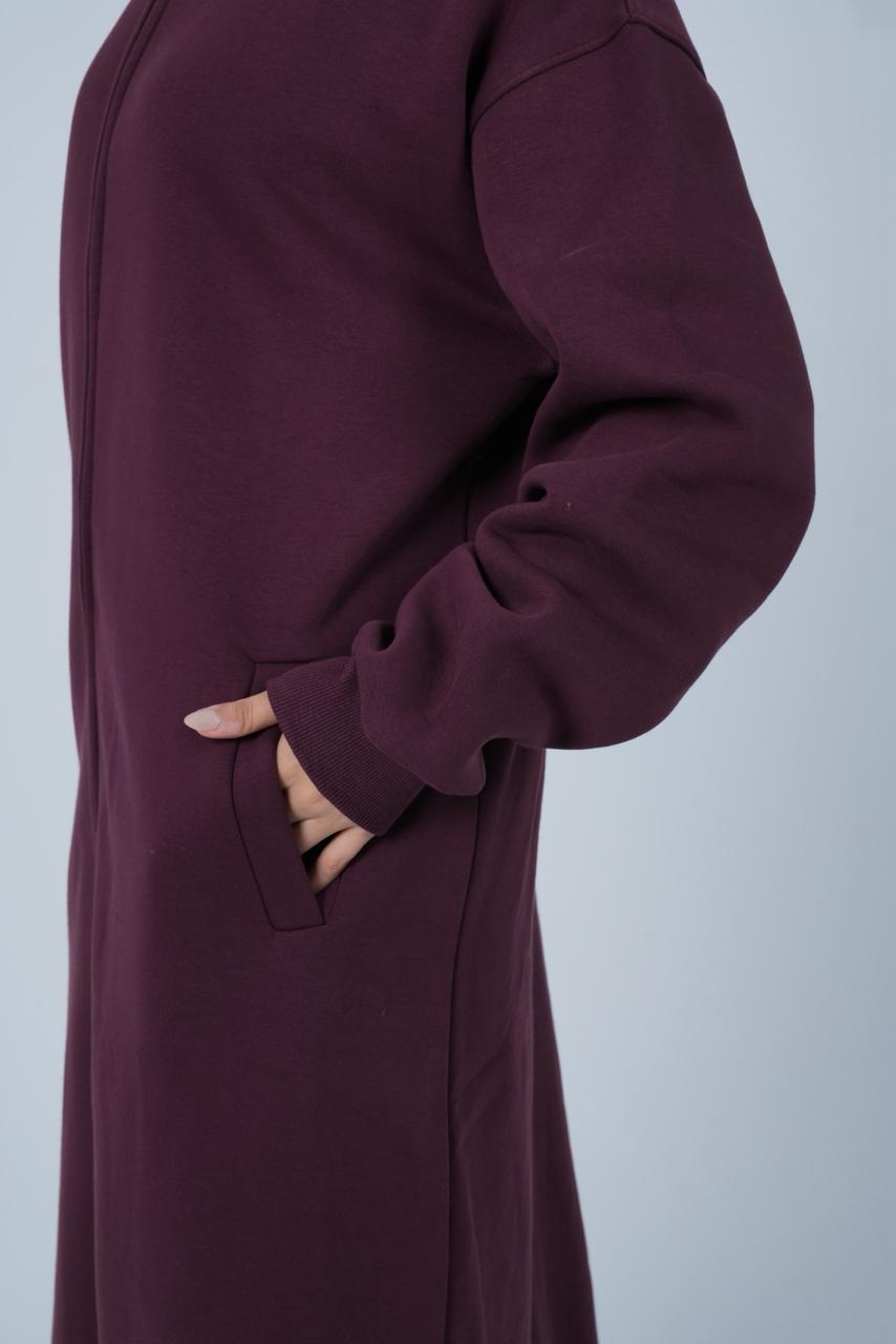 HOODIE DRESS WITH ZIPPER - MULBERRY