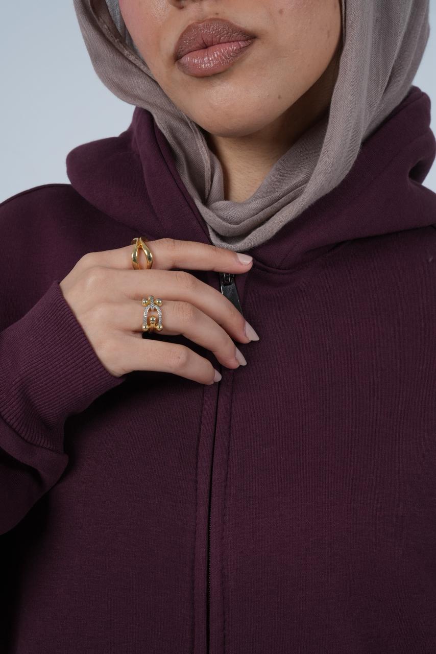 HOODIE DRESS WITH ZIPPER - MULBERRY