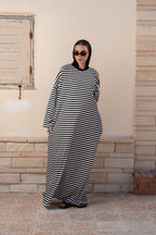 STRIPPED MAXI T-SHIRT DRESS